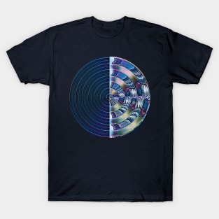 Record round in blue galaxy T-Shirt